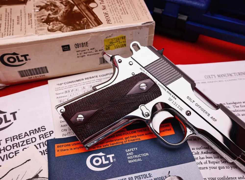 1995 Colt MKIV Officers 1911 Factory Bright Stainless .45acp COLLECTOR!-img-5
