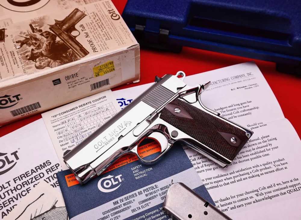 1995 Colt MKIV Officers 1911 Factory Bright Stainless .45acp COLLECTOR!-img-0