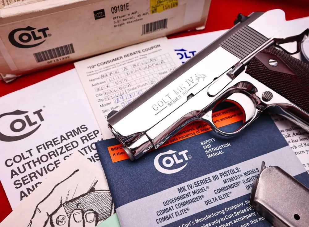 1995 Colt MKIV Officers 1911 Factory Bright Stainless .45acp COLLECTOR!-img-2