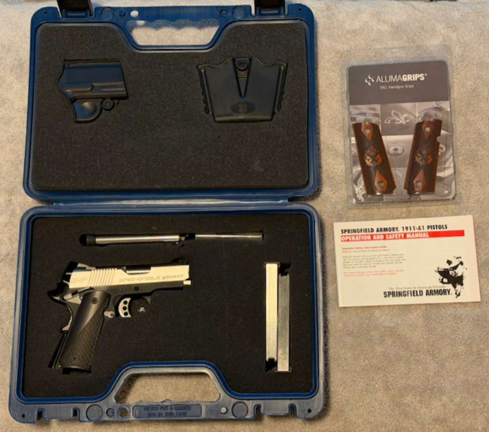 Springfield Armory 9mm EMP 1911 3" w/ Case, 3 Mags, Holsters & Grips.-img-0