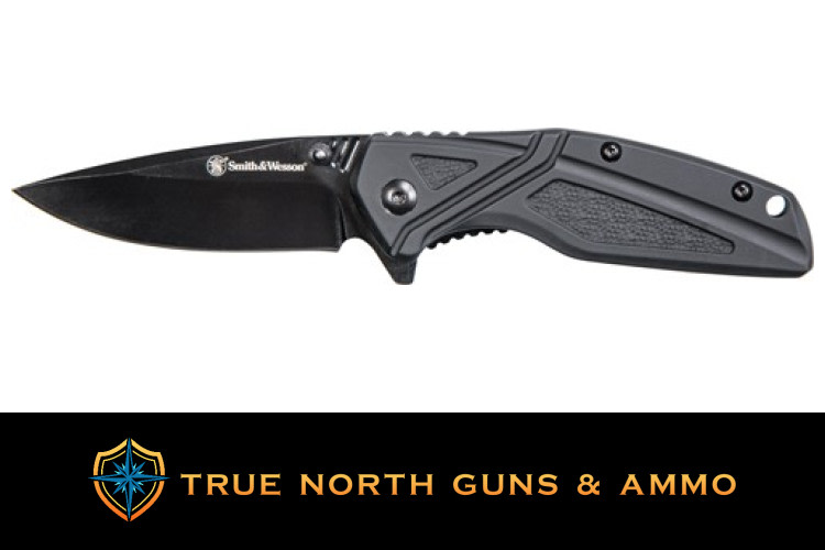 Smith & Wesson 3" Black Rubber Pocket Knife with Clip-img-0