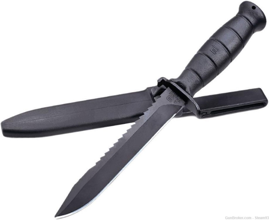 Glock Field Knife Fixed 6.5" Blade Black Plain Root Saw Steyr AUG Bayonet -img-0