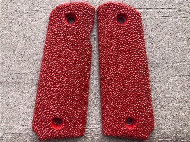 1911 Grips Genuine Red Stingray Skin GRIPS ONLY-img-0
