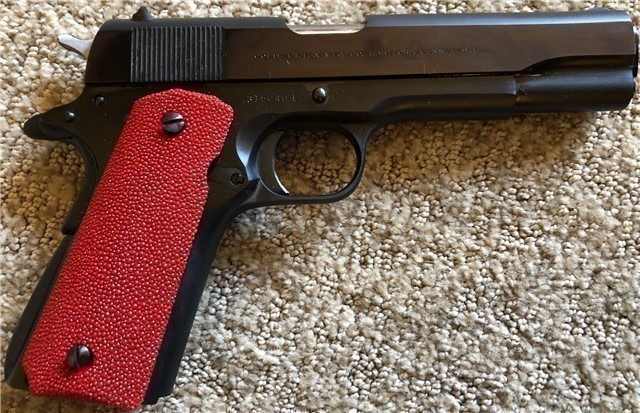 1911 Grips Genuine Red Stingray Skin GRIPS ONLY-img-2