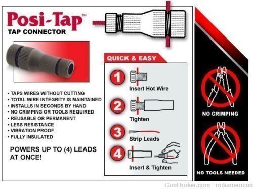 Posi-Tap Re-usable WIRE TAP (EX-110M) 20-22 Awg, 15 PACK PTA2022Mx15 NEW!-img-1