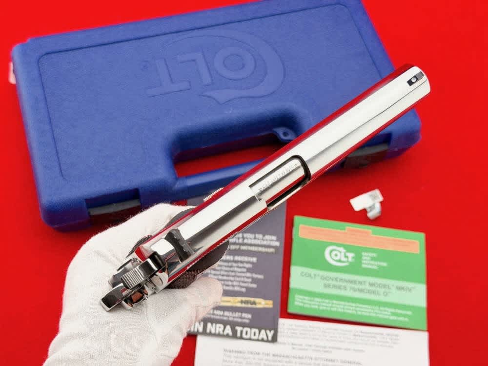 Colt Custom Government 1911 5" Bright Stainless.38 Super w/ Box-img-22