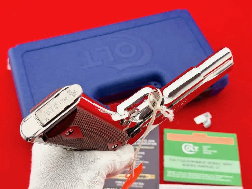 Colt Custom Government 1911 5" Bright Stainless.38 Super w/ Box-img-14
