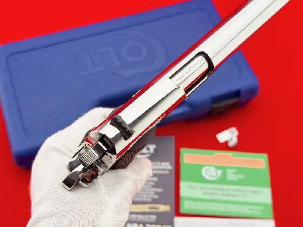 Colt Custom Government 1911 5" Bright Stainless.38 Super w/ Box-img-20