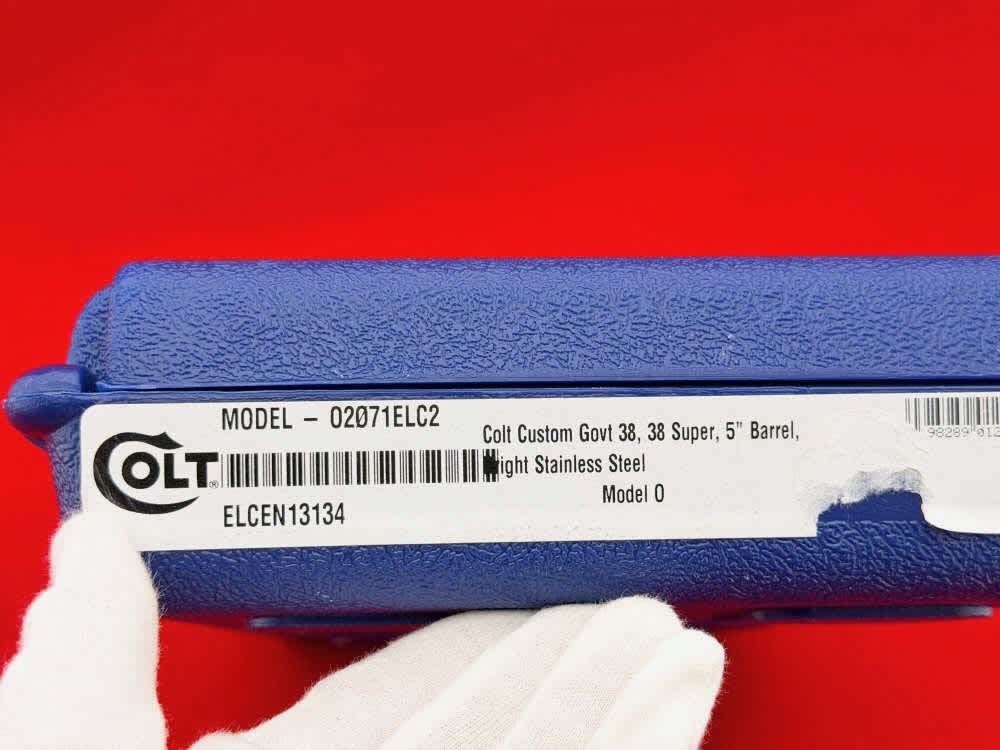 Colt Custom Government 1911 5" Bright Stainless.38 Super w/ Box-img-23