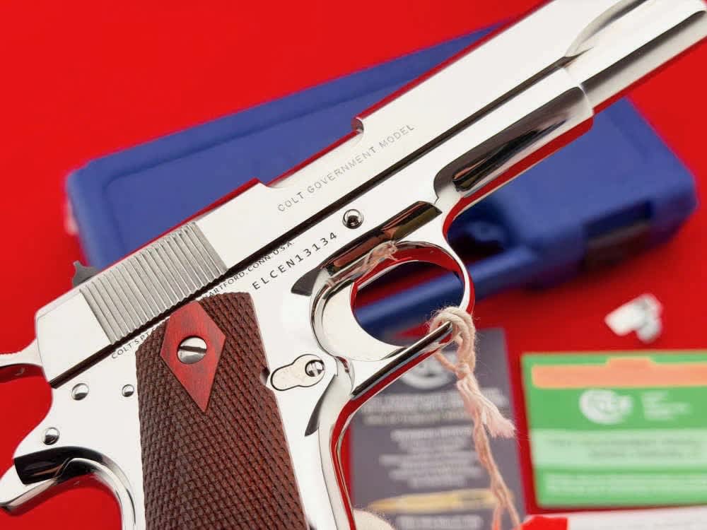 Colt Custom Government 1911 5" Bright Stainless.38 Super w/ Box-img-7