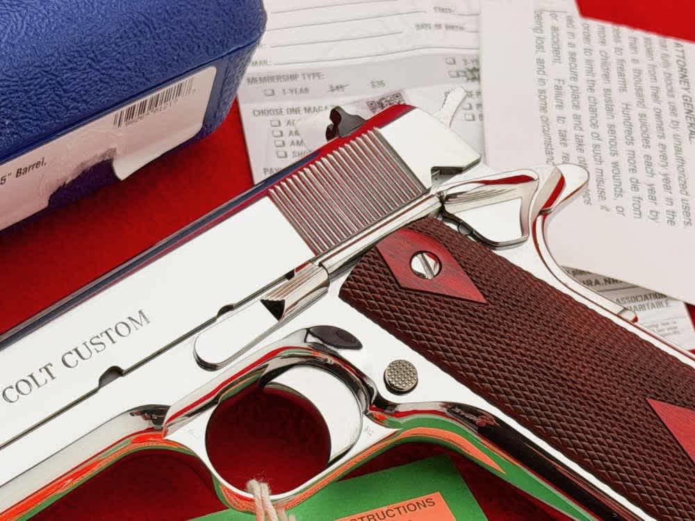 Colt Custom Government 1911 5" Bright Stainless.38 Super w/ Box-img-3