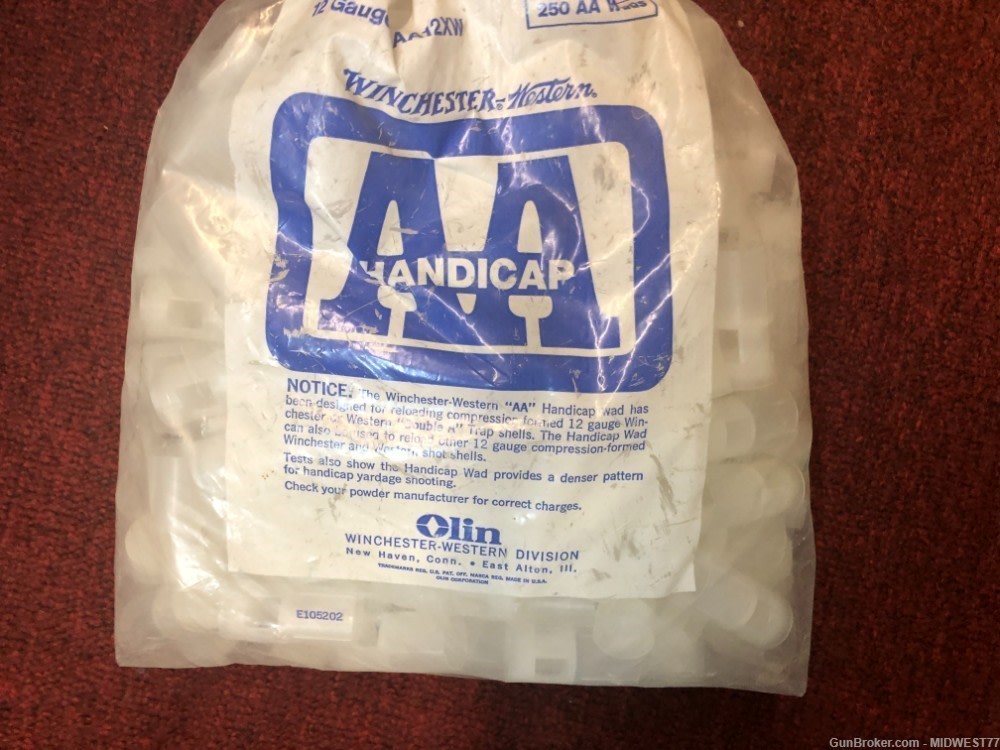 WINCHESTER WAA12XW 12 GA SHOTGUN WADS Bag of 250 New Old Stock-img-0