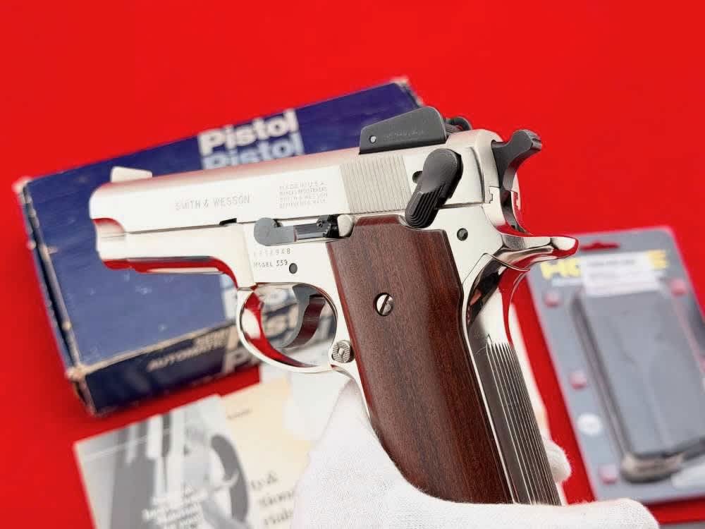 MINT 1981 Smith & Wesson Model 559 4" Rare Factory Nickel 9mm w/ Box-img-19