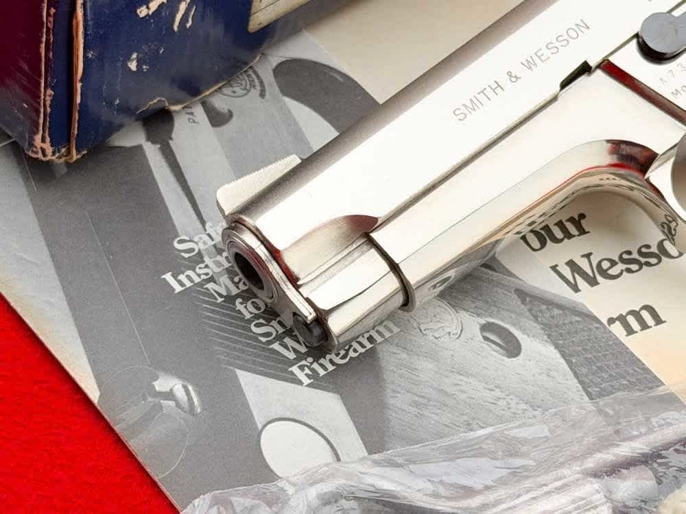MINT 1981 Smith & Wesson Model 559 4" Rare Factory Nickel 9mm w/ Box-img-9