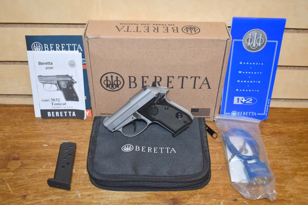 Beretta 3032 Tomcat .32 ACP INOX 2.4" Tip Up Barrel Pistol Box (2) Mags-img-0