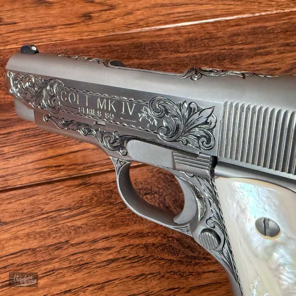 Exquisite Ben Shostle Deep Relief Engraved Colt Officers 1911 Pearl Grips -img-14