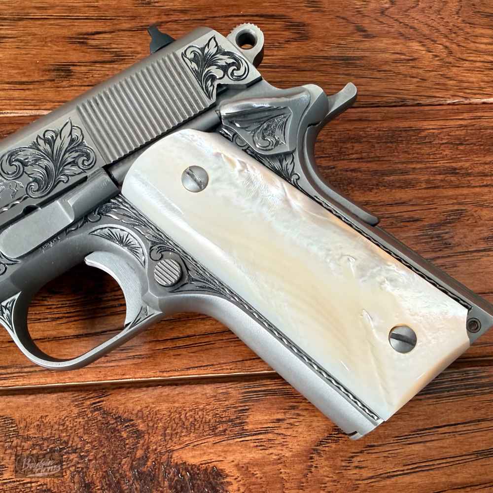 Exquisite Ben Shostle Deep Relief Engraved Colt Officers 1911 Pearl Grips -img-4
