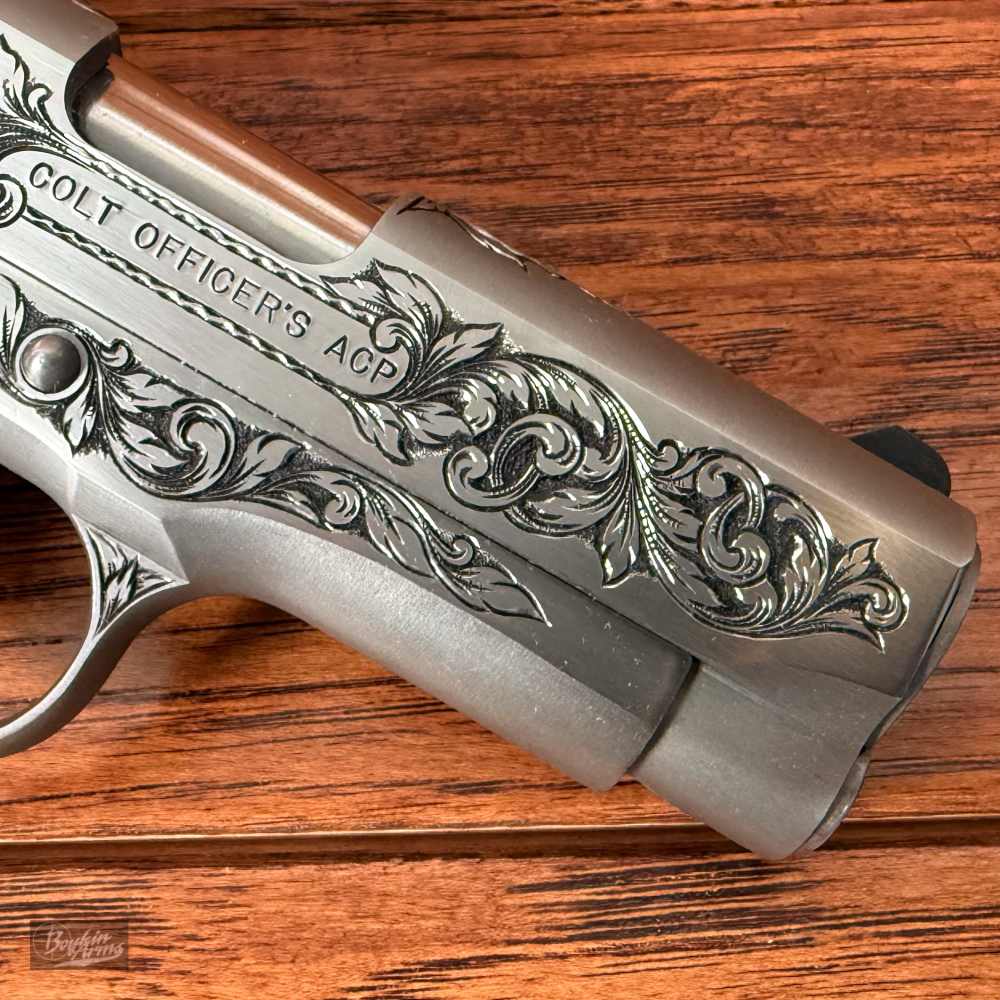 Exquisite Ben Shostle Deep Relief Engraved Colt Officers 1911 Pearl Grips -img-7
