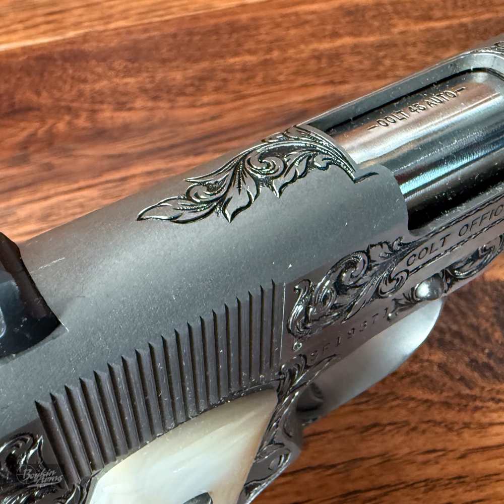 Exquisite Ben Shostle Deep Relief Engraved Colt Officers 1911 Pearl Grips -img-13