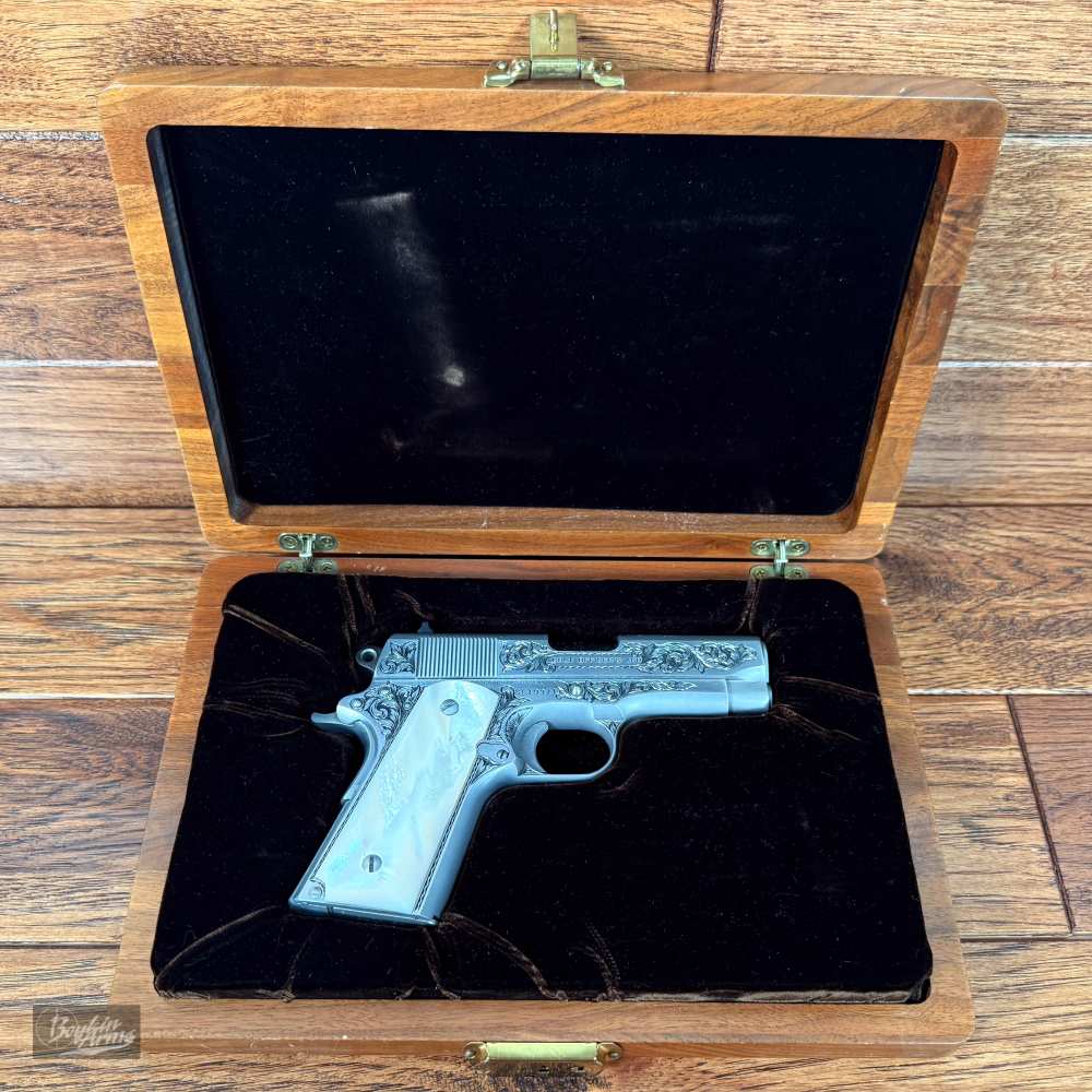Exquisite Ben Shostle Deep Relief Engraved Colt Officers 1911 Pearl Grips -img-1