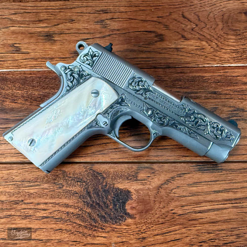 Exquisite Ben Shostle Deep Relief Engraved Colt Officers 1911 Pearl Grips -img-6