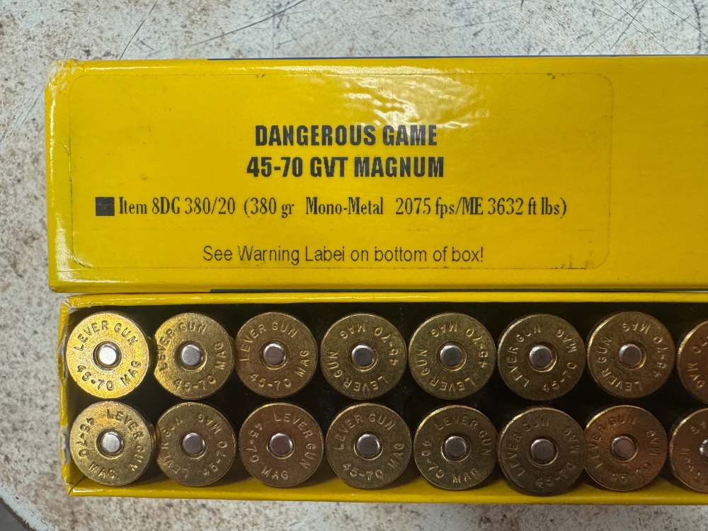 BUFFALO BORE 45-70 GOVT MAGNUM 380 gr MONO-METAL 8DG  19Rds MISSING ONE-img-1