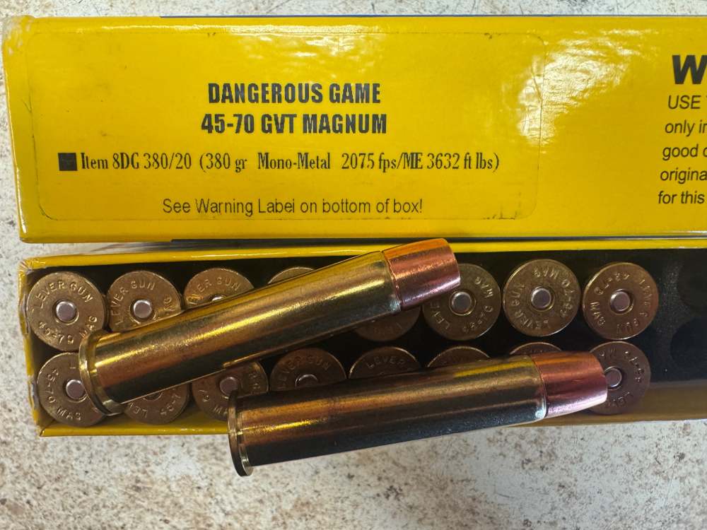 BUFFALO BORE 45-70 GOVT MAGNUM 380 gr MONO-METAL 8DG  19Rds MISSING ONE-img-2