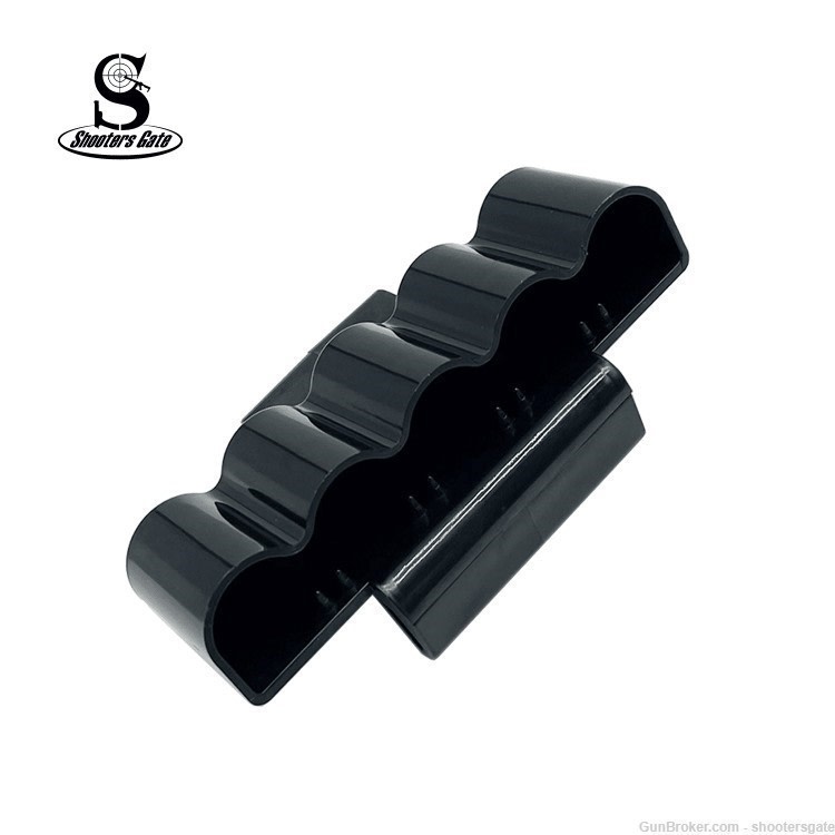 5 Round Shotgun Ammo Shot Shell Carrier W/Belt Clip, 12GA, BLACK-img-1