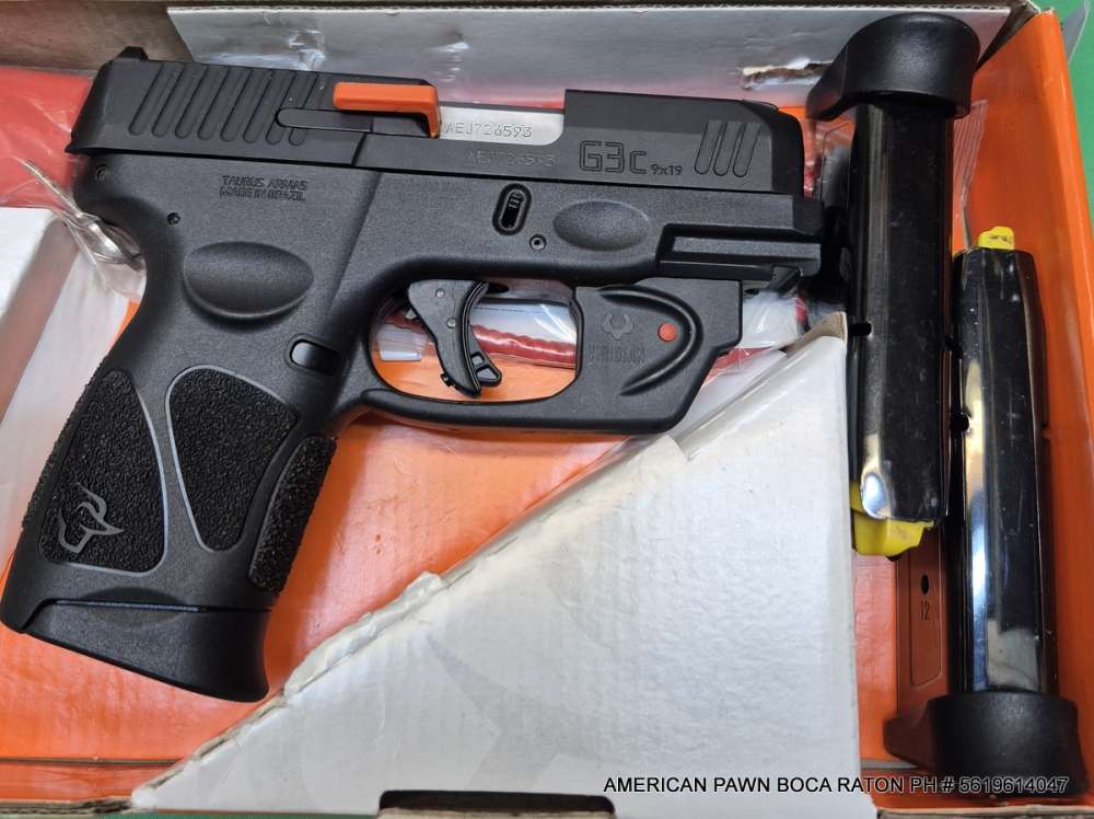 PRE-OWNED TAURUS G3C 9MM WITH VIRIDIAN RED LASER BOX 3 MAGAZINES-img-1