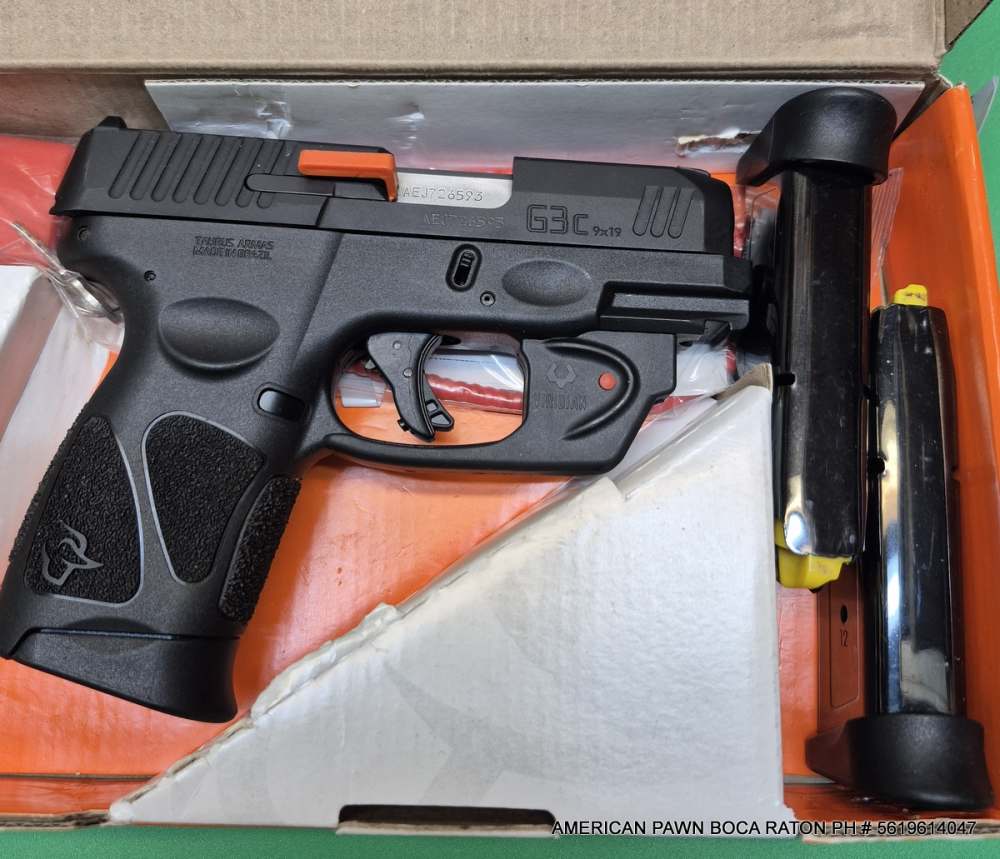 PRE-OWNED TAURUS G3C 9MM WITH VIRIDIAN RED LASER BOX 3 MAGAZINES-img-0