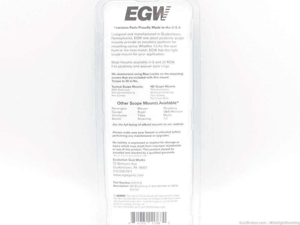 EGW HD Browning X-Bolt WSSM 20MOA Scope Mount Bronze 81018-B -img-1