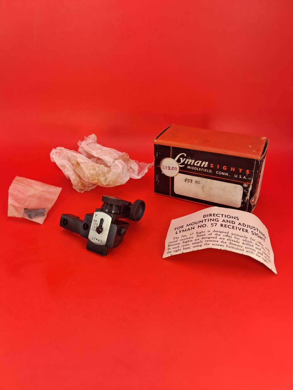 Vintage Lyman 57 SS Receiver Peep Sight NIB Savage 19 23 Stevens 419 Screws-img-0