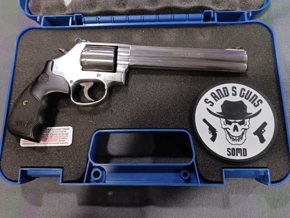 SMITH & WESSON 686 .357 MAG 7" STAINLESS DOUBLE ACTION REVOLVER USED-img-1