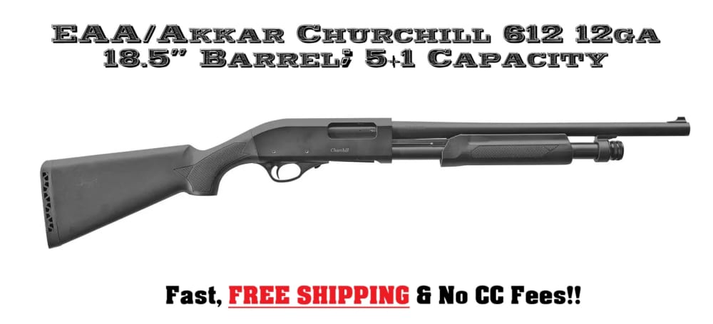 EAA Akkar Churchill 612 Tactical Home Self Defense Pump 12ga 18.5" Bbl 5+1-img-0