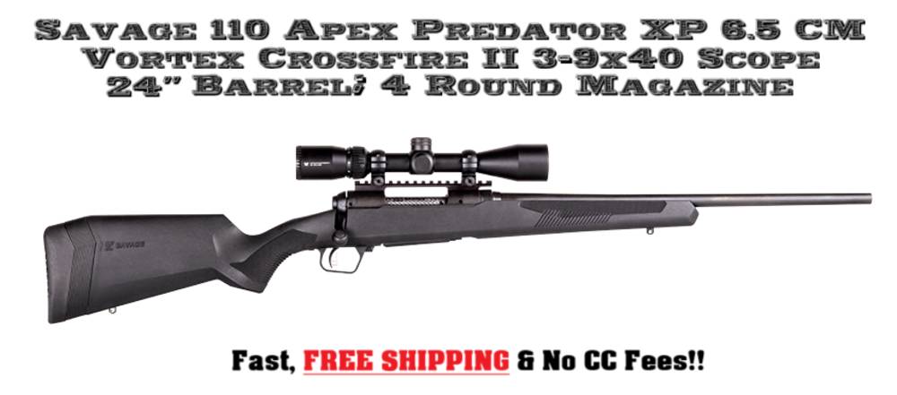 Savage Apex Predator XP 6.5 Creedmoor 24" Barrel Vortex 3-9x40 Scope 4+1-img-0