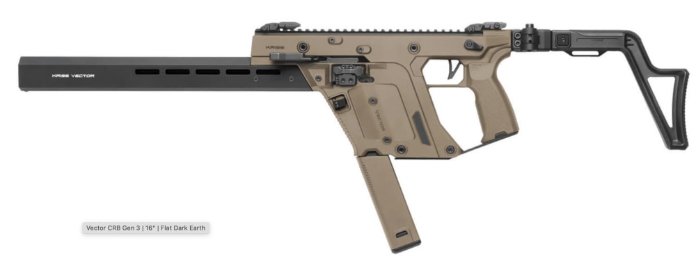 Kriss USA Vector CRB G3 9mm 16" KV90-3CFD00 Flat Dark Earth (FDE)-img-1