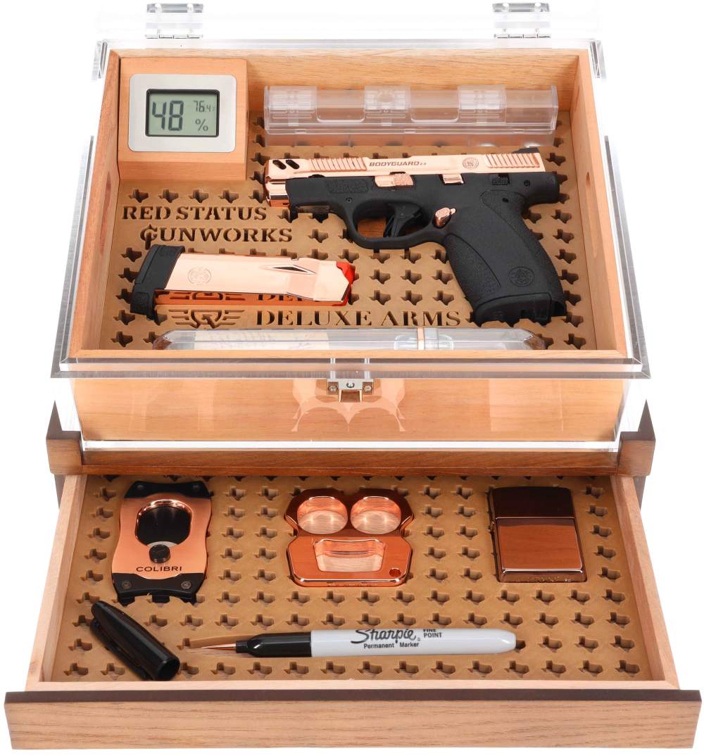 NEW Limited Edition S&W Bodyguard 2 Rose Gold Plated Executive Humidor Set-img-3
