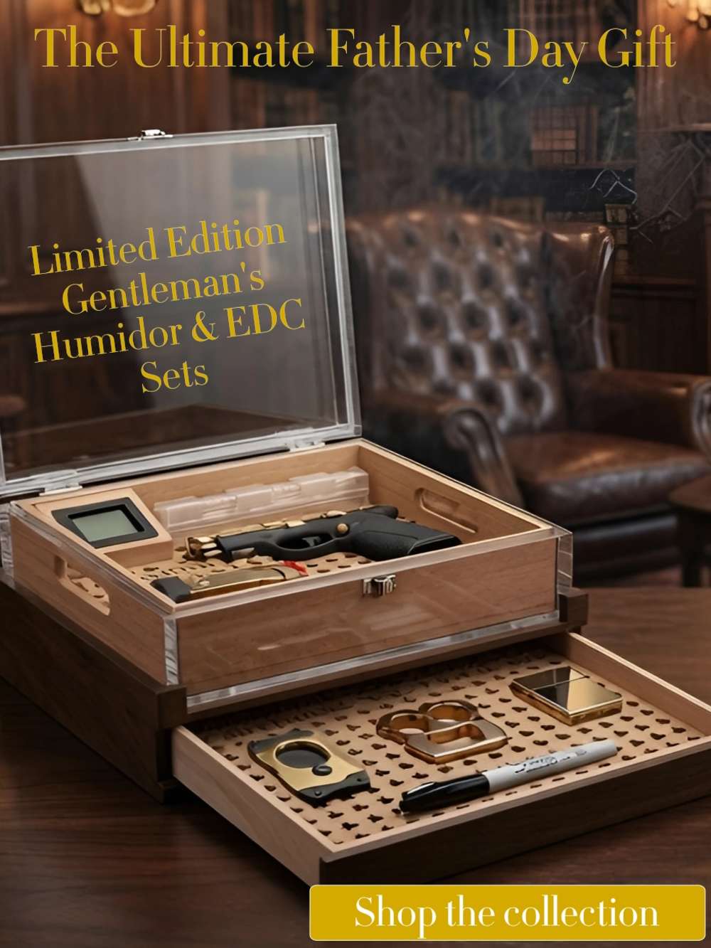 NEW Limited Edition S&W Bodyguard 2 Rose Gold Plated Executive Humidor Set-img-1