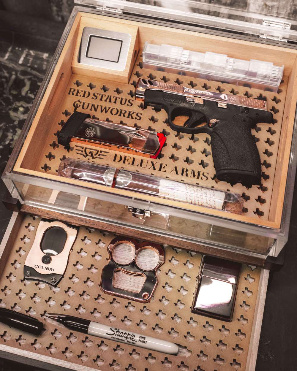 NEW Limited Edition S&W Bodyguard 2 Rose Gold Plated Executive Humidor Set-img-0