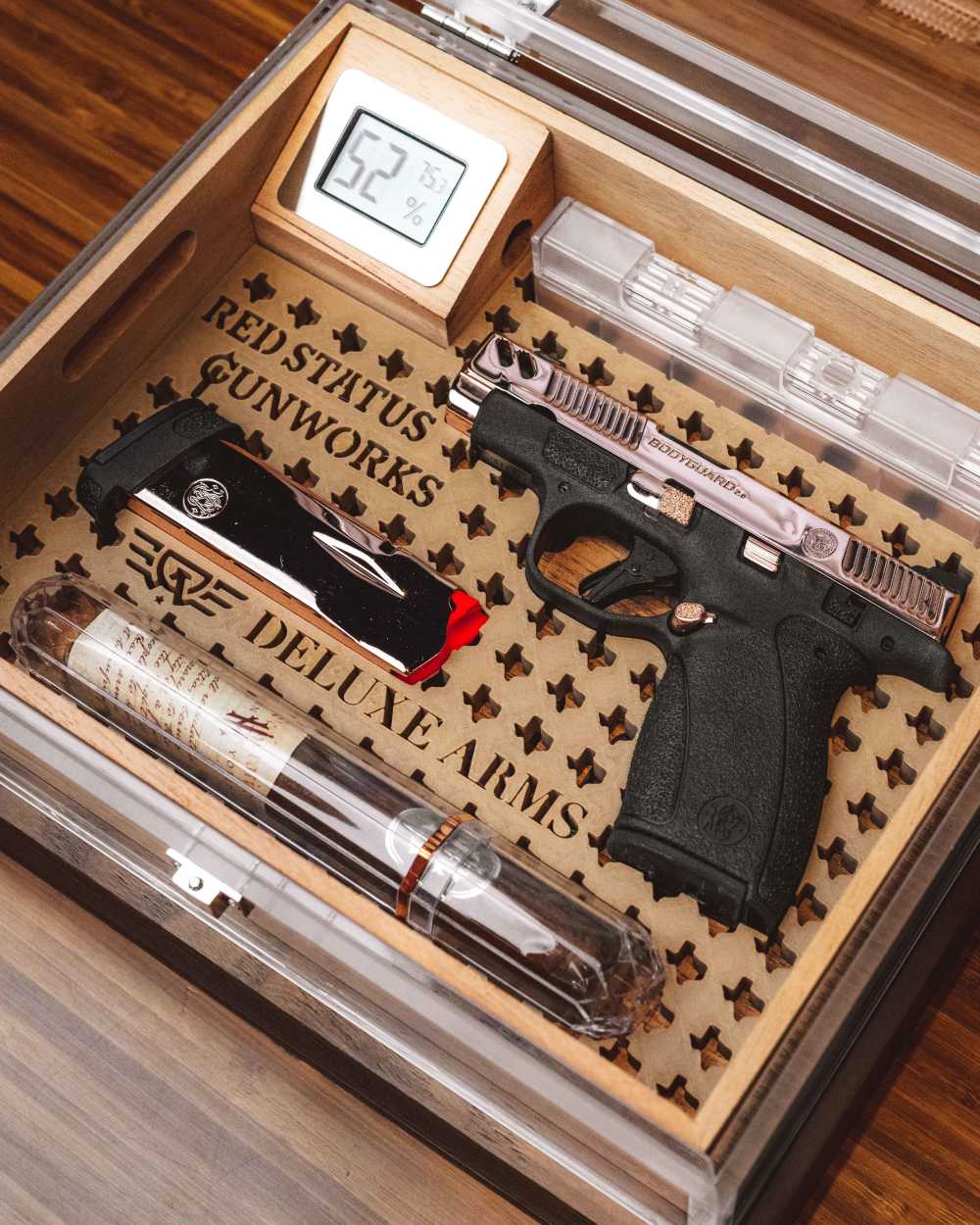 NEW Limited Edition S&W Bodyguard 2 Rose Gold Plated Executive Humidor Set-img-4
