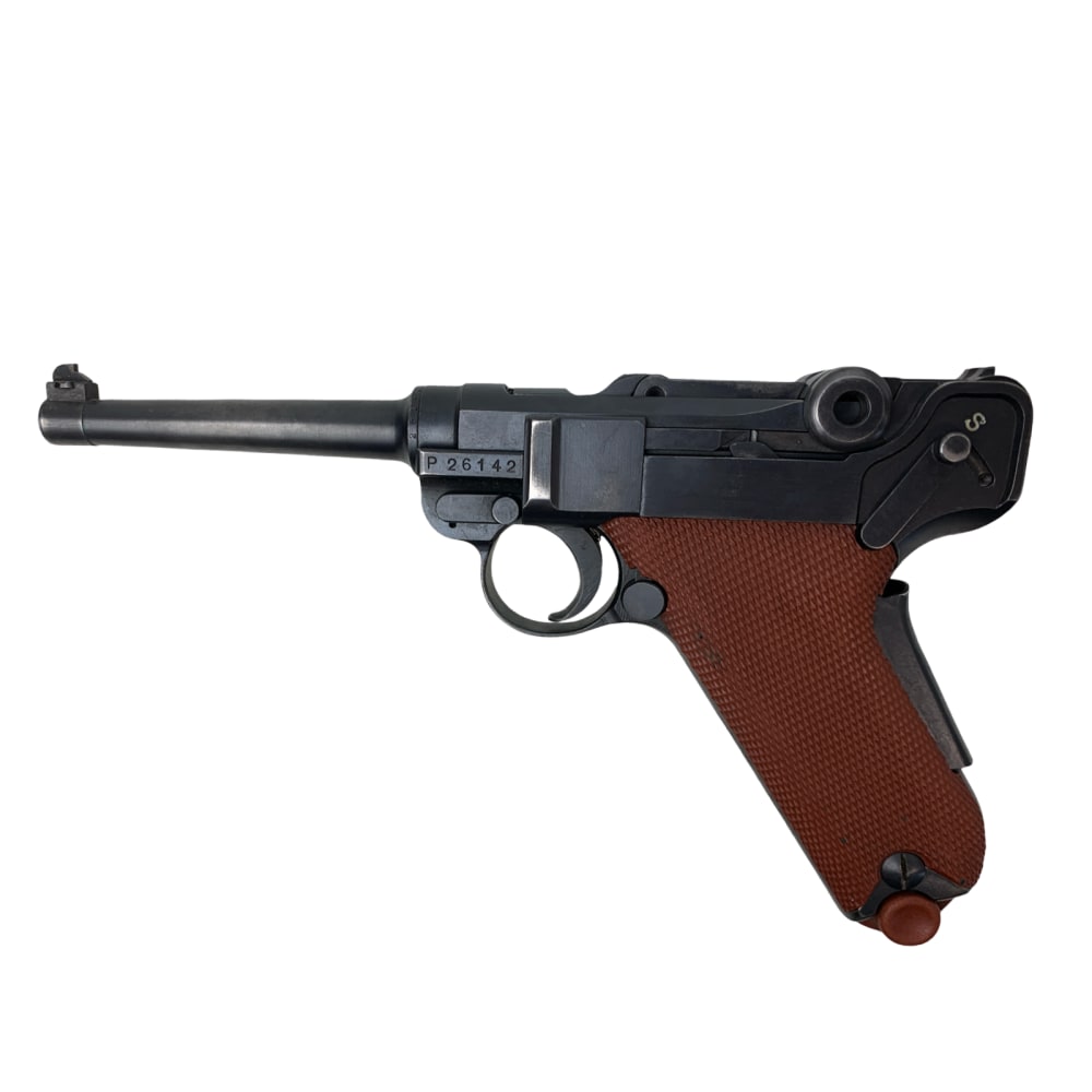 1942 Swiss Luger 06/29 Pistole .30 Parabellum W+F Bern P Series Red Grips -img-5