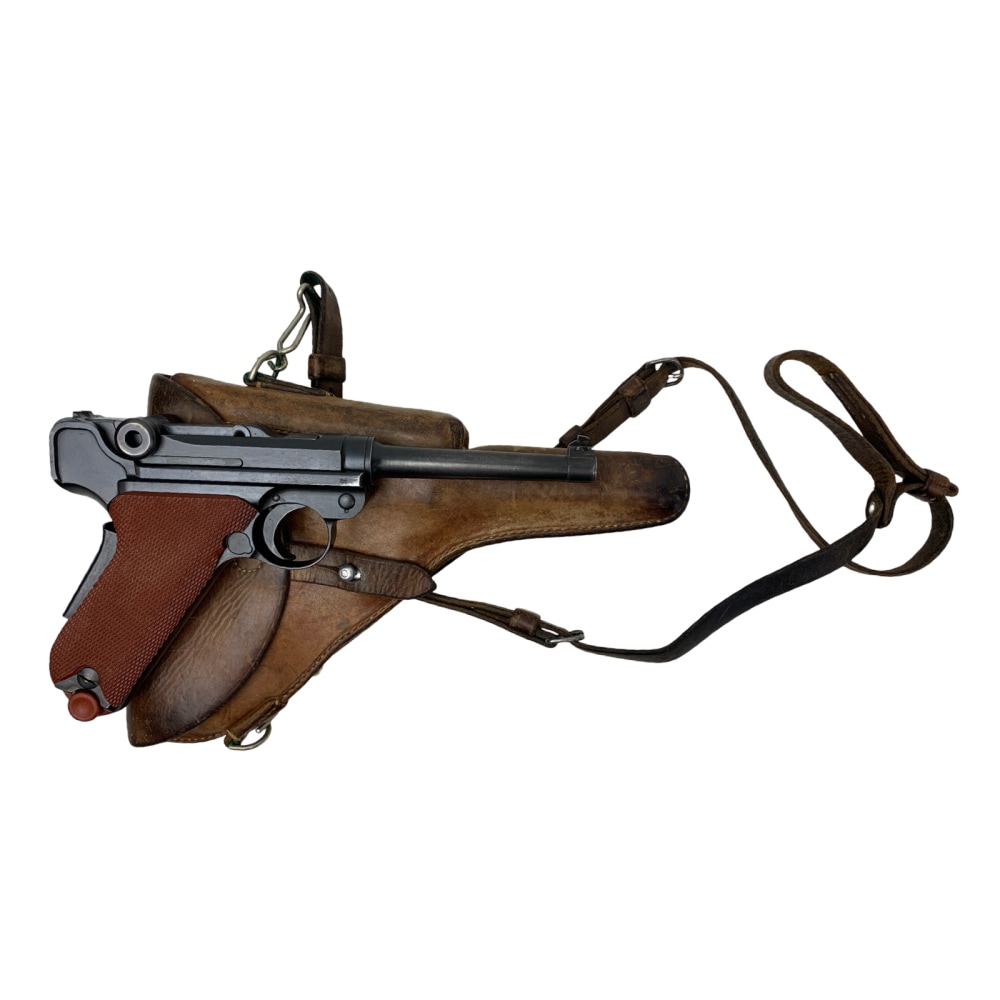 1942 Swiss Luger 06/29 Pistole .30 Parabellum W+F Bern P Series Red Grips -img-0