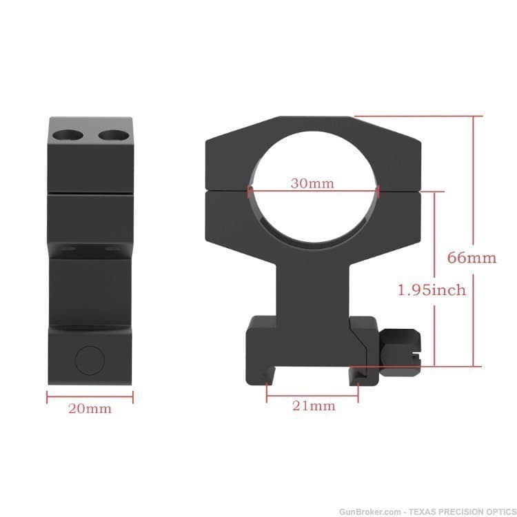 TPO 30mm Extra High 1.95 inch Heavy Duty Scope Rings Fits Weaver Picatinny-img-1
