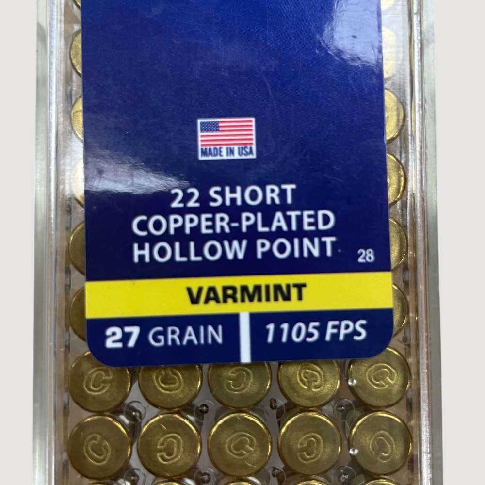 CCI 22 Short Hollow Point Varmint 27gr HP 100 Round Ammo 1105 FPS-img-2