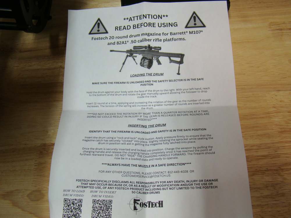 Barrett 82A1 .50BMG 20" CQ 13318 Semi-auto .50 rifle M82 w/ 20rd drum mag !-img-5