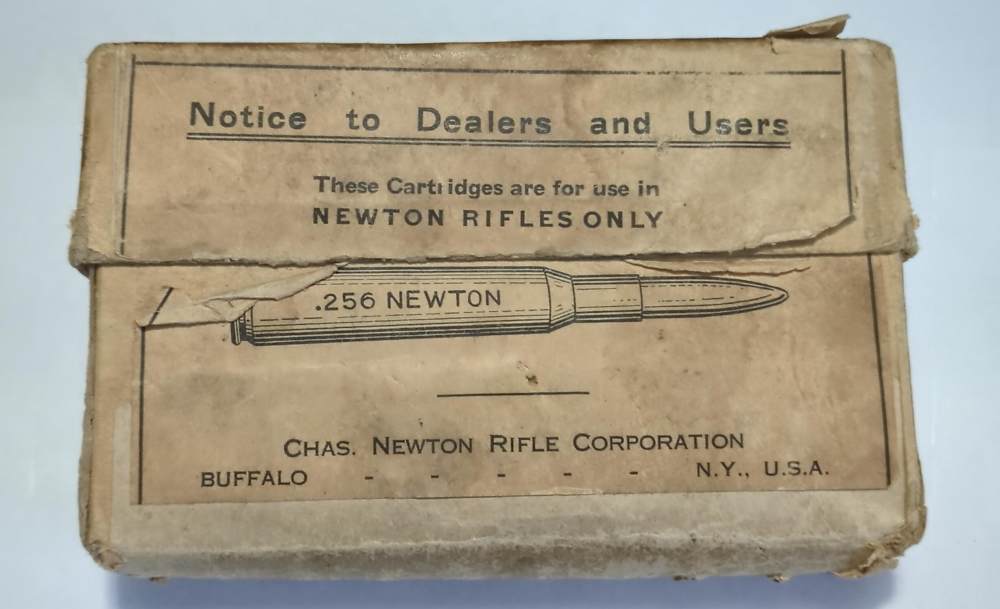 Full Rare Vintage Box Reloaded 256 Newton Rifle Cartridges 20 Rounds Brass -img-0
