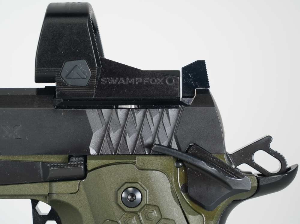 Jacob Grey Hex Black over Green 9mm with bag 1 mag and Swampfox optic-img-11