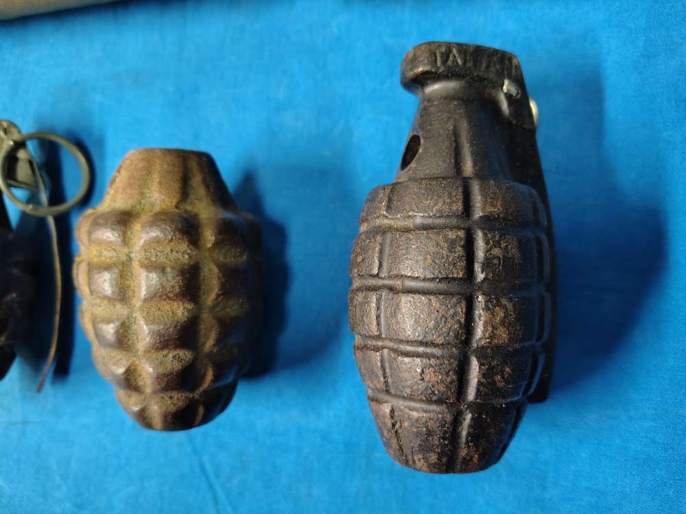4 Practice Pineapple Hand Grenades & 1 cardboard storage container-img-2