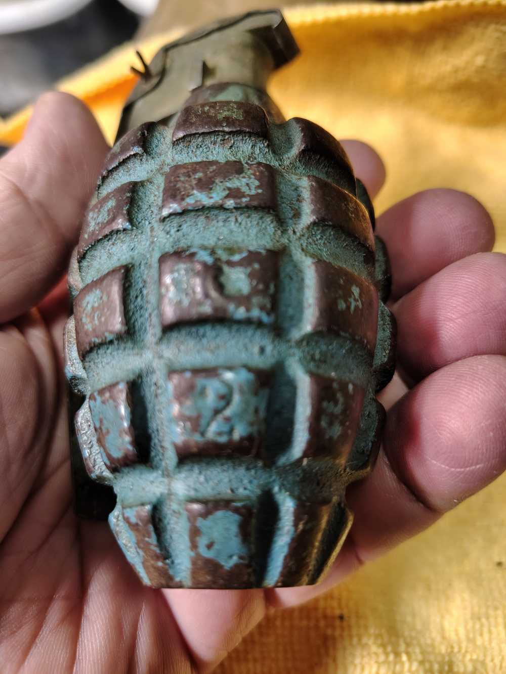 4 Practice Pineapple Hand Grenades & 1 cardboard storage container-img-15