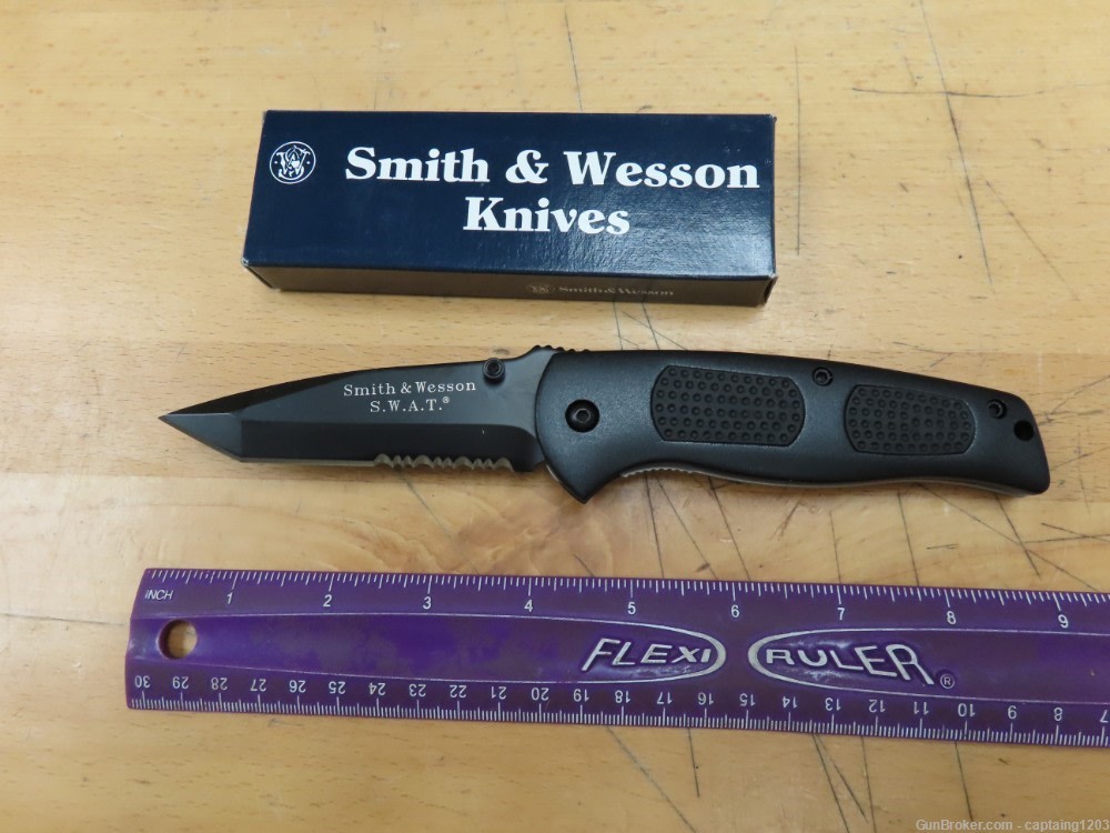 Smith & Wesson SWAT Liner Lock Folding Knife, 4" Tanto Blade-SW110- USA-img-0